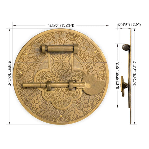 Longevity Brass Plate Chest Box Latch Decorative Hardware 3.4 Inch Durable Brass Finish with engraved vintage design