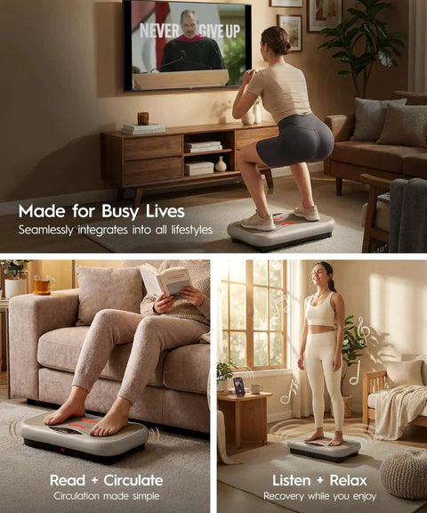 Wave Board With Red Light Therapy And Vibration Plate for Lymphatic Drainage in home gym with user and remote control