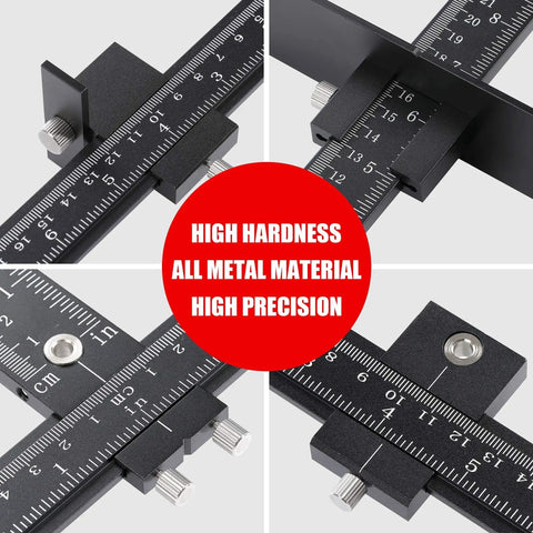 Pro Grade Cabinet Hardware Jig With Adjustable Template For Handles And Drawer Knobs Easy Install, showing precision CNC tolerance and metal material.