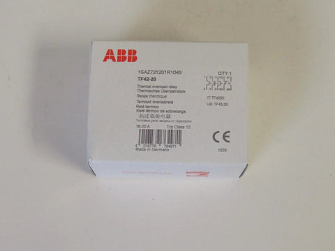 Box packaging of the Single TF42-20 Thermal Overload Relay 16-20 A for 3-Phase Motors with product details visible