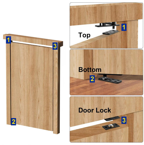 Hidden Pivot Door Hinge Set For Bookcases And Murphy Doors 600 Lbs Load Bearing Thickened Solid Steel Heavy Duty Hardware