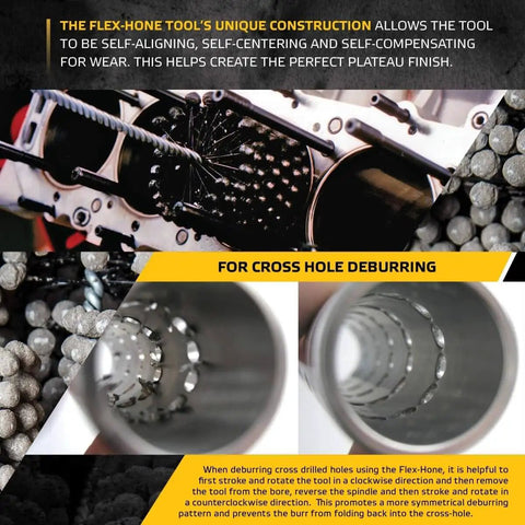 Flex-Hone Four And One Eighth Inch Diameter 240 Grit Silicon Carbide Honing Tool for bore cross hole deburring