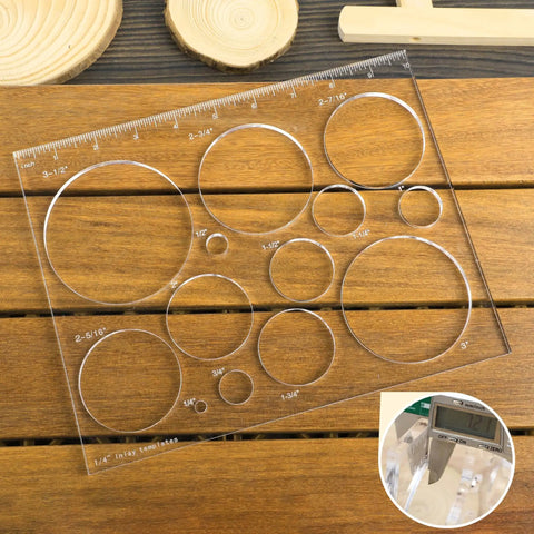 Pro Grade Router Templates for Woodworking Kit With Circle Inlay Templates and Decorative Jig 13 In 1 Acrylic Templates displayed
