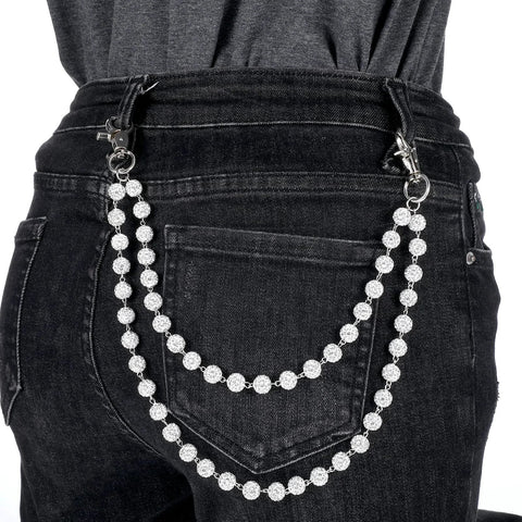 Ceramic Bead Wallet Chain And Waist Chain For Men And Women Bohemian Style Durable Pants Chain attached to black jeans belt loops