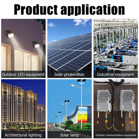 Visual collage showing applications of the M12 3 Pin Connector Cable in outdoor LED, solar, industrial, and communication environments.