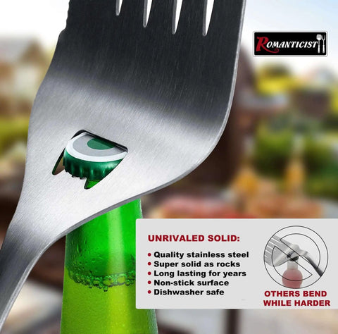 Elite 4Pc Heavy Duty Grill Tools Set For Top Chefs ROMANTICIST Spatula Fork Tongs And Basting Brush Professional BBQ Gear For Backyard Outdoor