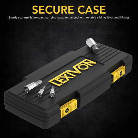 Beefy 32 Piece Hex Bit Socket Set With SAE And Metric Sockets in rugged storage case, secure latch visible