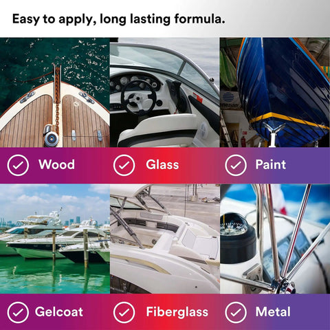 Various applications of Adhesive Sealant 5200 Fast Cure for Boats & RVs on wood, glass, fiberglass, and metal surfaces.