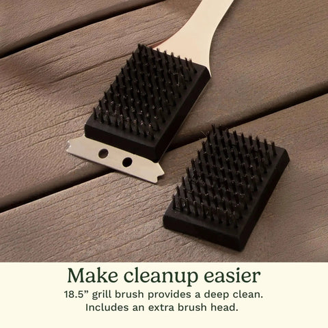 Deluxe 20-Piece BBQ Tool Set With Stainless Steel Grilling Tools And Aluminum Case includes cleaning brush and extra head