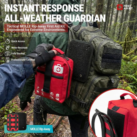 556 Piece Premium Large First Aid Kit for Home Office Travel and Sports With Labeled Compartments and Molle Tactical Rip Away Design