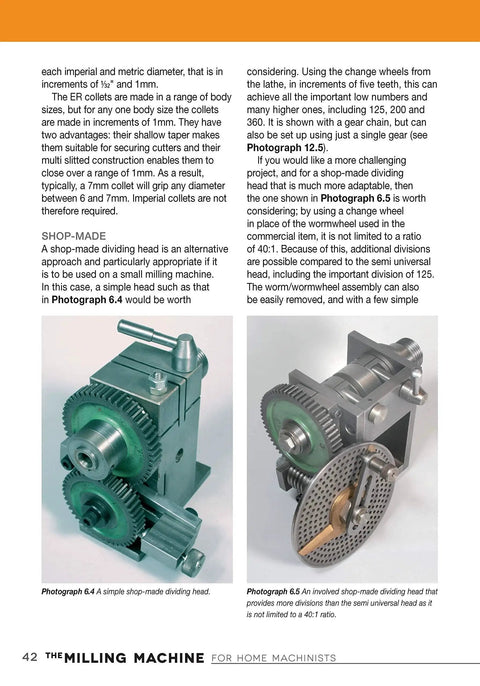 Milling Machine For Home Machinists The Practical Handbook with images of dividing heads for home workshop use.