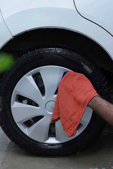 Red Linen Cotton Shop Towels Pack Of 150, 14 By 14 Inches Absorbent Cleaning Rags wiping car wheel