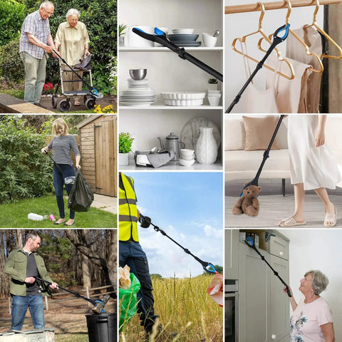 Extra Long Grabber Reacher Tool Set 38 Inch And 44 Inch Extendable Reachers For Seniors And Disabled With Lightweight Construction And Ergonomic Grip No Bending Hassle Easy Pickups In Hard To Reach Areas GrabRunner Blue used in various scenarios