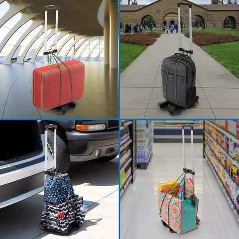 Foldable Luggage Cart with Wheels Lightweight Steel Frame Carries Up To 77 Pounds for Easy Transport of Boxes, Backpacks, and Luggage