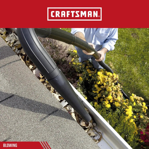 Two And A Half Inch Gutter Cleaning Wet Dry Vac Attachment Kit for Blowing and Suction Debris from Gutters, close-up in use.