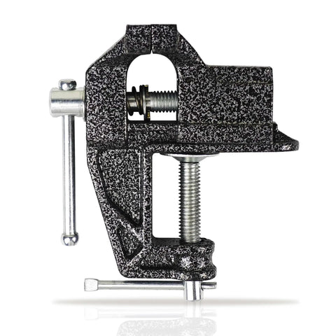 2 In 1 Mini Bench Vise And Hook Sharpener For Diyers, Portable Jeweler Table Clamp, side view showing jaw and screw