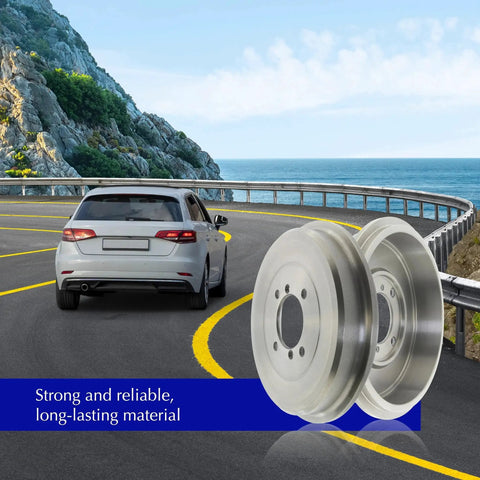 Centric 123.67024 C-Tek rear brake drum, metallic silver, for select American Motors/Jeep, two units shown.