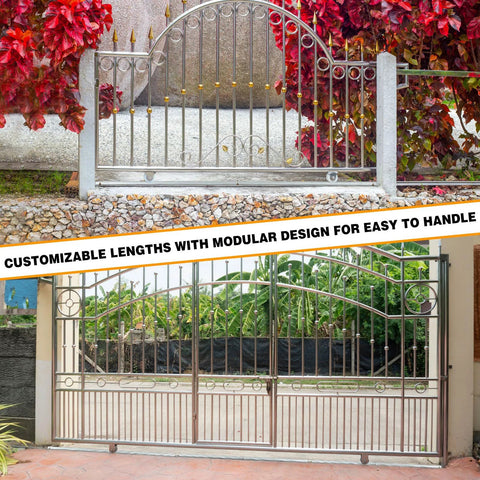Double metal sliding gate with vines, customizable lengths, perfect for use with 24 Ft V Track Galvanized Inverted V Track For Sliding Gates
