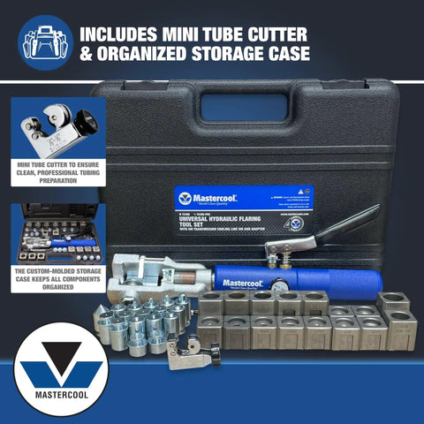 Universal Hydraulic Flaring Tool For 45 Degree Flares With Push Connect GM Lines with storage case and adapters