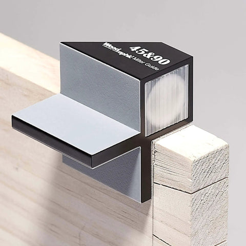 Dovetail Saw Guide With 45 Degree And 90 Degree Combo Magnetic Tool for woodworking, CNC aluminum marking guide on wood edge.