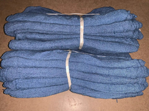 2500 Count Blue Shop Towels 14 By 14 Inches 100 Percent Cotton Industrial Grade Rags For Auto Maintenance And Heavy Grease Or Oil Cleanup In The Shop For General Maintenance Tasks stacked on table