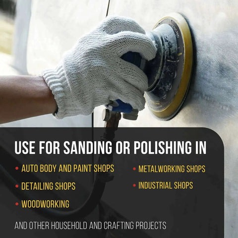 Pro Series 6 Inch PSA DA Sander Backing Plate Pad in use on metal surface.