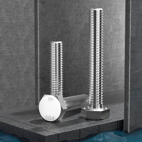 Heavy Duty 1/4-20 x 1-1/2 Inch Hex Head Bolts Made from Top-Notch 304 Stainless Steel 18-8 Material Fully Threaded with External Hex Drive.