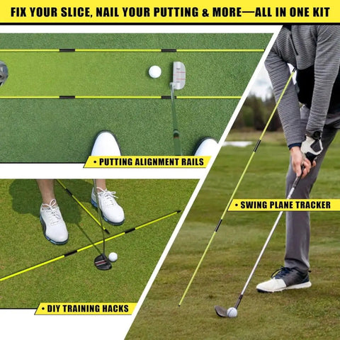 4 Pack Golf Alignment Sticks 40 Inch Collapsible Swing Path Trainers used for putting alignment and swing path practice on grass