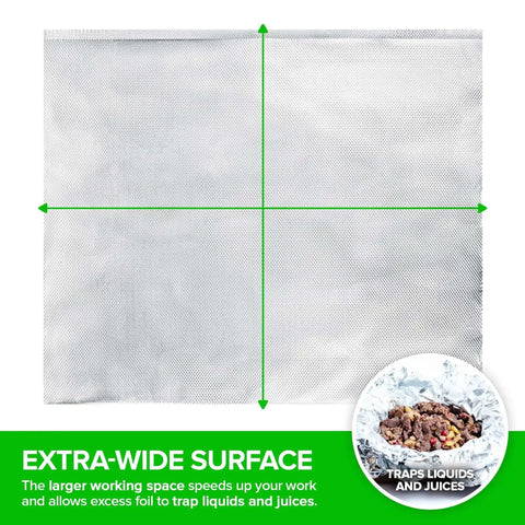Pre Cut 12 Inch Heavy Duty Aluminum Foil Wraps, extra-wide sheet, durable 13-ga foil, ideal for food service and deli use.