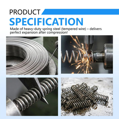 5-pack stainless steel compression springs from Amazon; 0.5mm wire, 5mm OD, 25mm length shown in multiple views