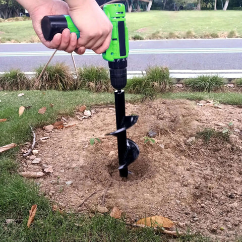 Heavy Duty 4 Inch By 16 Inch Garden Auger Drill Bit For Planting Spiral Bulb Planter Tool And Post Hole Digger In Use
