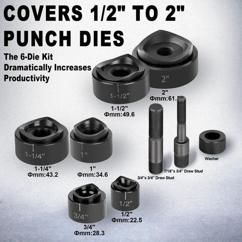 Heavy Duty Hydraulic Knockout Hole Punch Driver Kit One Half To Two Inch Conduit Hole Cutter Set punch dies and accessories