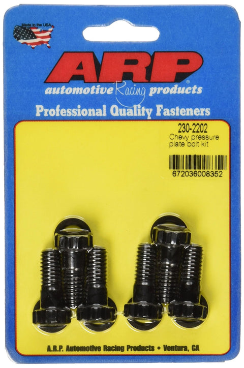 ARP Pro Series Chevy pressure plate bolt kit, black steel bolts with washers, two bolts.