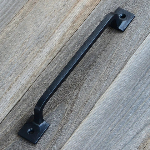 Black Cast Iron Pull Handles 9 Inch Square Base Set Of 2 Durable Powder Coated Finish for cabinet doors gates barn doors