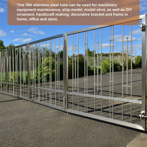 304 stainless steel sliding gate frame with vertical bars, polished metal tubing for fencing and machinery use