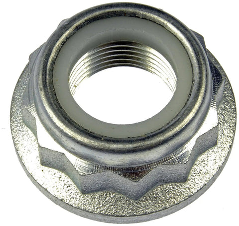 Close-up of a metallic nut part for Wheel Hub Assembly 930-800 Direct Replacement For Select Audi And Volkswagen Models Durable Long Lasting OEM Quality Hub