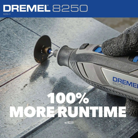 Powerful 12V Cordless Rotary Tool With Brushless Motor From Dremel cutting metal with disc, shown in use