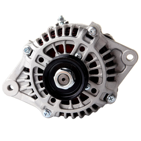 Front view of Beefed-Up High Output 12V 80Amp Replacement Alternator With 4-Groove Pulley For Mazda Protege 1997-2003