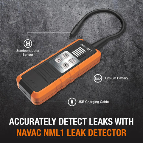 Pro Grade Refrigerant Leak Detector With Semiconductor Sensor, Rechargeable Battery, NAVAC NML1 Portable Tool