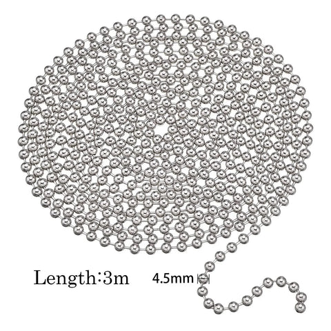 Beaded Ball Pull Chain Extension for Roller Shades and Window Blinds, 10 Feet Silver Bead Chain, 4.5mm Diameter displayed