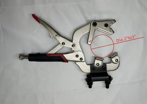 Beefy 10 Inch Locking Welding Clamp With Swivel V Type Pads And Installing Support for table mount, handheld or benchtop use