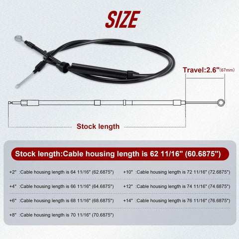 Clutch cable TIGERSGATE 64 11/16 in extended for Harley Twin Cam Evolution 5-speed Touring/Dyna, black, side view