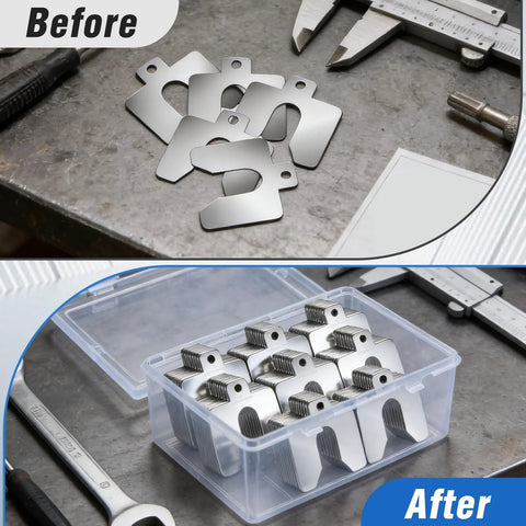 96 Piece Slotted Stainless Steel Shim Kit For Leveling And Precision Fit 2X2 Inch Shims With Feeler Gauge And Durable Storage Box