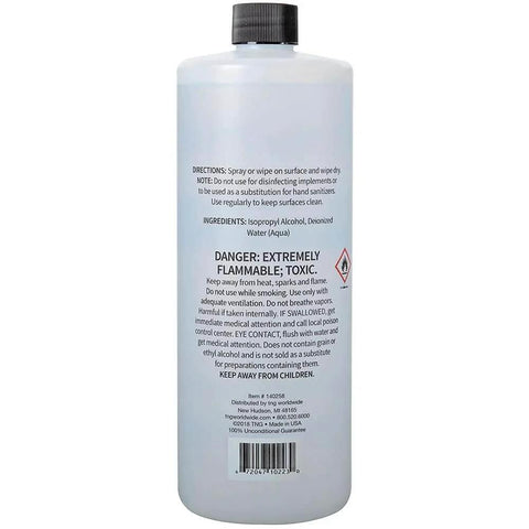 Back view of 99 Percent Isopropyl Alcohol For Surface Cleaning Unscented 32 Fl Oz USA Made Methanol Free with warning label