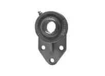 Front view of a 25mm sealed single ball bearing 3-bolt flange housing with set-screw lock, stainless steel MFB205, wide inner ring insert
