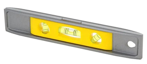 Compact 9 Inch Cast Aluminum Torpedo Level with Magnetic Strip and Three Vials delivers fast, precise leveling on pipes.