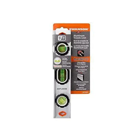 Built Tough 9 Inch Extruded Aluminum Torpedo Level With Three Rare Earth Magnets BrightView Vials For 0 90 45 Degree Layouts packaging
