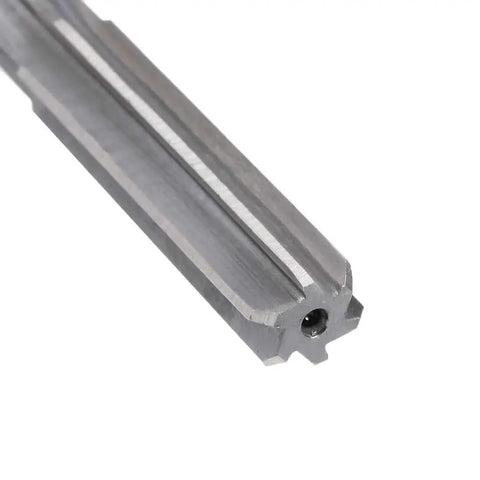 Close-up of Pro Grade 9mm Chucking Reamer HSS Lathe Tool with 6 Straight Flutes Round Shank Milling Cutter for Stainless Steel Holes