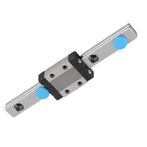 Beefy Yet Lightweight 9mm Wide Linear Rail Block for Precise Motion, steel construction with built-in lubrication, front view