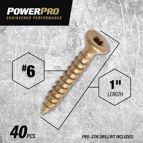 Premium One Multi Material Flat Head Screws For Wood Metal Concrete Drywall And Plastic Epoxy Coated Steel Size Six By One Inch Pack Of Forty Bronze Finish No Pre Drilling Required Go To All Purpose Fasteners